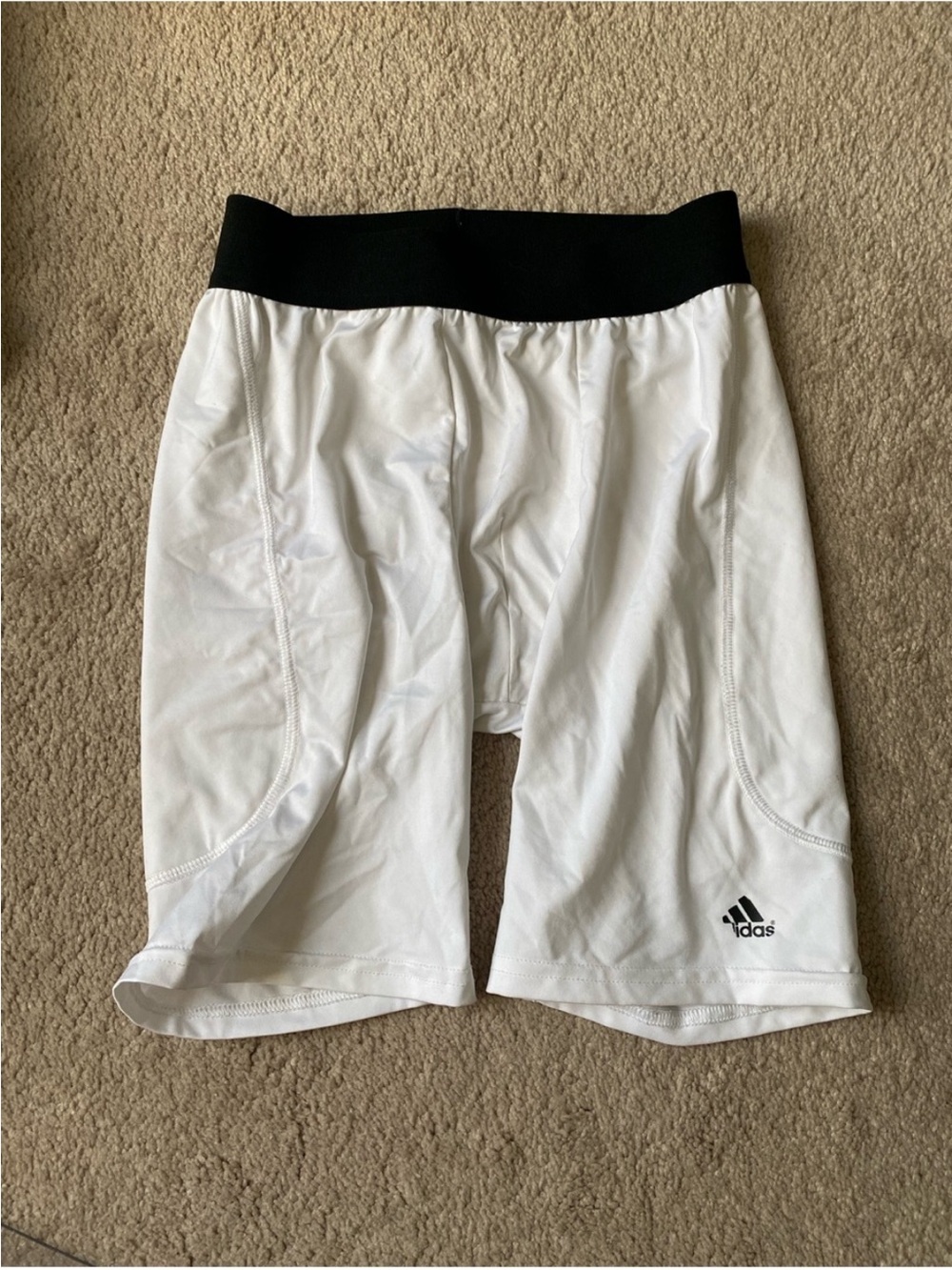 White adidas Men’s White Athletic Compression Shorts